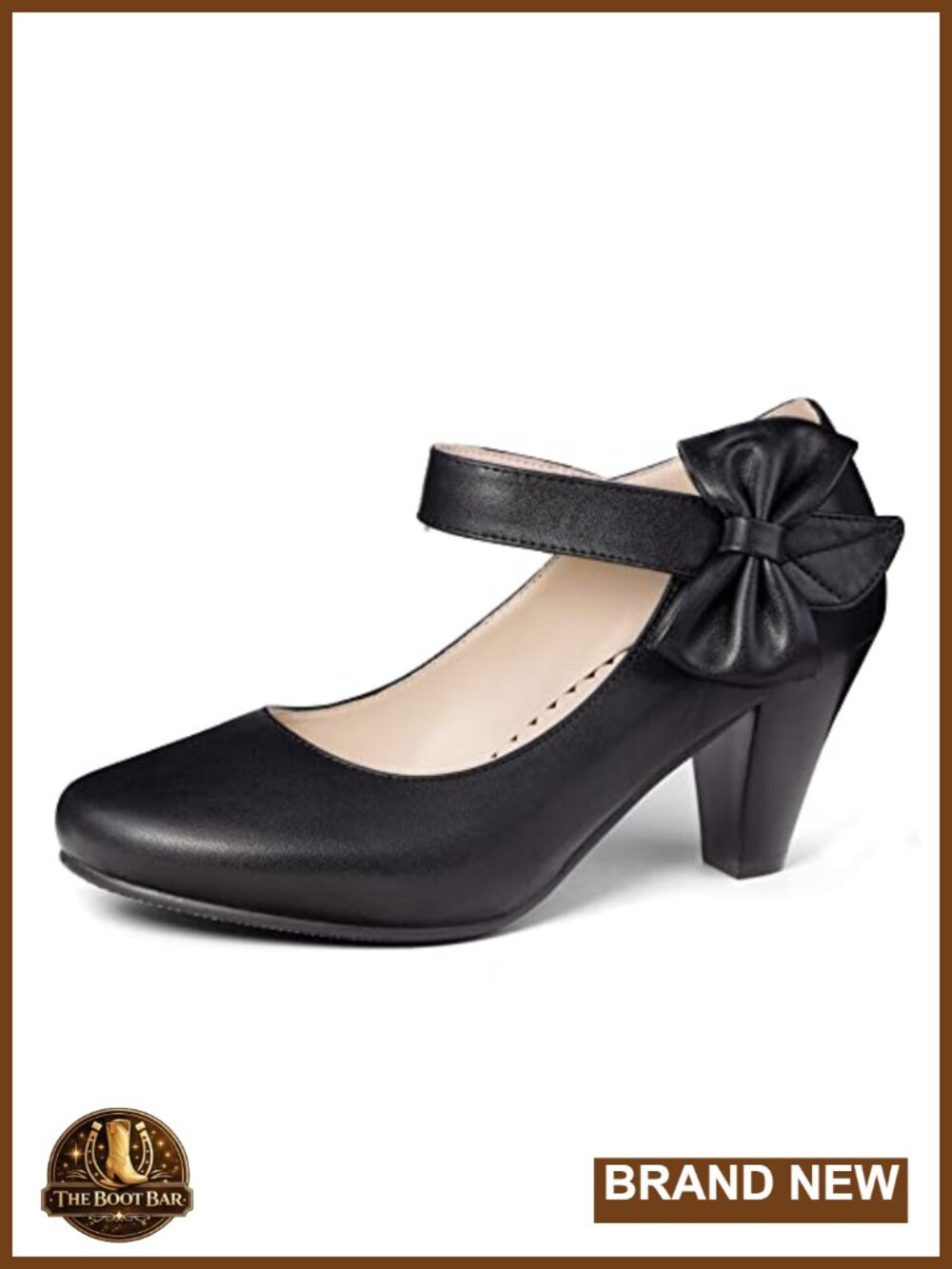 Mary Jane Vintage Heels Sweet Bow Ankle Strap Faux Suede Block Heel